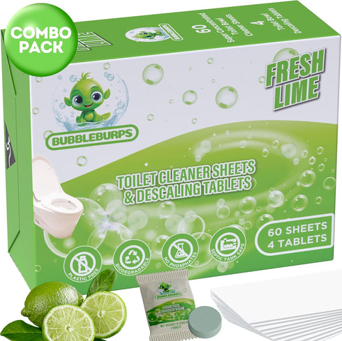 Toilet Bowl Cleaner Strips & Bathroom Descaler Tablets COMBO, 60 Toilet Cleaner Sheets & 4 Toilet Ring Remover Tablets, Biodegradable, Plastic Fre...
