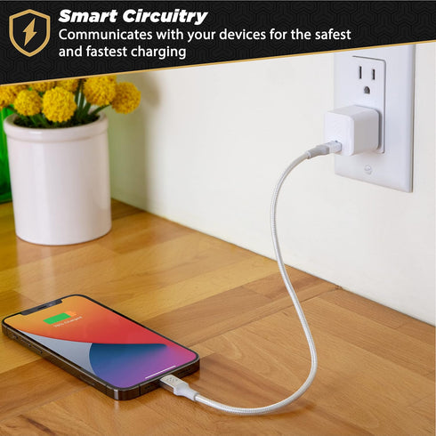 Scosche HPDC20WT-SP Fast Charger PowerVolt 20W Mini Cube USB-C, Wall Adapter for Phone, 4X Faster Power Charge, Portable Outlet Plug, White...