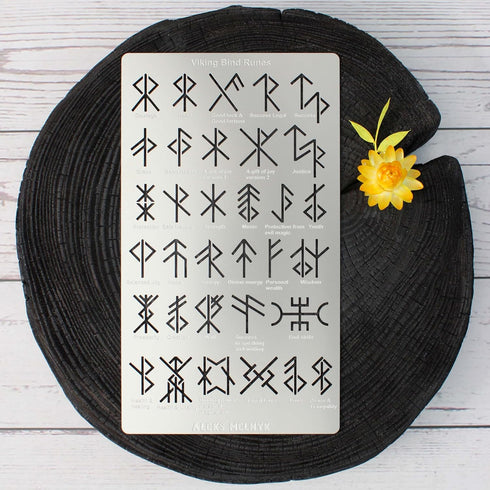 Aleks Melnyk No.412 Metal Stencil, Viking Bind Runes Generator, Bindrune, Ancient Alphabet, Sigil Magic Alphabet Stencil 1 PC, Letter Template for...