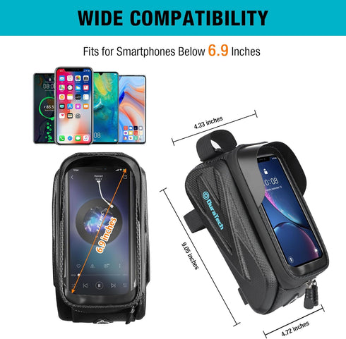DURATECH Bike Bag, Bike Accessories, Waterproof Bike Phone Bag with EVA Material, TPU Touch Screen and Sun Visor, Bicycle Bag for Phones Under 6.9...
