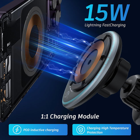 for MagSafe Car Mount Charger,15W Fast Charging LED Magnetic Wireless Car Charger, Compatible with MagSafe Car Charger,Fits iPhone 15 Pro Max/iPho...
