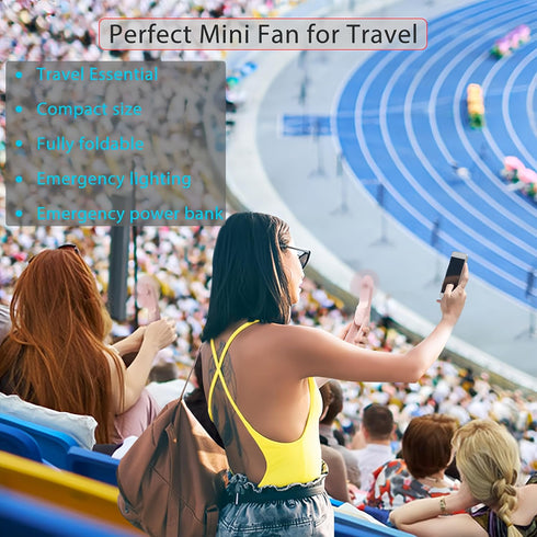 Pink Handheld Fan, Portable Fan Bullet Shape 3000mAh USB Rechargeable Battery Operate 6 IN 1 Personal Fan Foldable Lightweight Travel Essential wi...