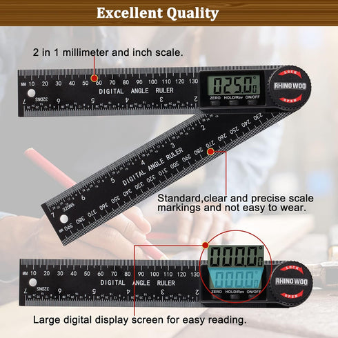 Digital Angle Finder Protractor, Angle Finder Ruler with 7inch/200mm, Angle Measuring Tool for Woodworking/Carpenter/Construction/DIY Measurement(...