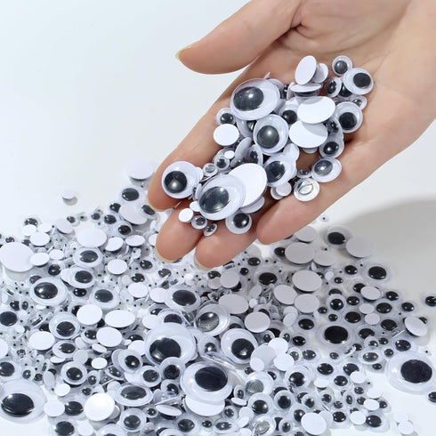 Bflaae 764pcs Black Wiggle Googly Eyes Self Adhesive, 4mm 6mm 8mm 10mm 12mm 15mm 20mm Large and Small Googly Eyes for Crafts...
