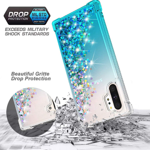 for Galaxy Note 10 Plus Case,Gradient Design Bling Flowing Liquid Floating Sparkle Colorful Glitter Waterfall TPU Protective Phone Case for Galaxy...