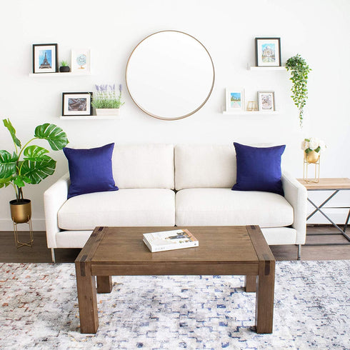 The White Petals Navy Blue Euro Sham Covers for Sofa, Couch & Bed (26x26 inch, Pack of 2)...