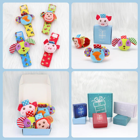 Wrist rattles for Babies 0-24 Months Baby Animal Hand & Foot Finder Educational Toys (4W)...