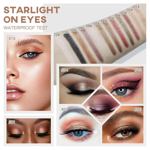 Cream Eye-Shadow Stick, Waterproof Cream Eyeshadow Pen Rotatable Creamy Eye Shadow Pencil Crayon, Matte and Shimmer Eyeshadow Makeup Stick with Sp...