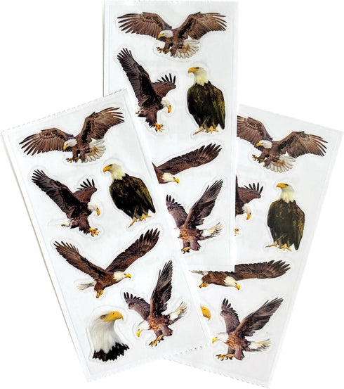 Paper House Productions Pack of 3 Sticker Half-Sheets for Crafts, Scrapbooking & Collecting - Bald Eagles...