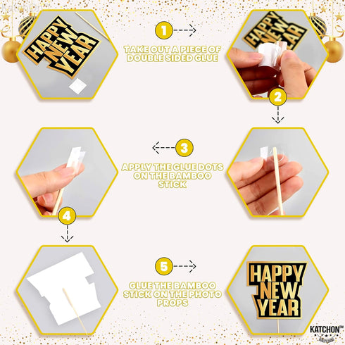 KatchOn, New Years Eve Photo Booth Props 2025 - New Year Photo Booth Props 2025 | New Years Eve Party Supplies 2025 | Happy New Year Decorations 2...