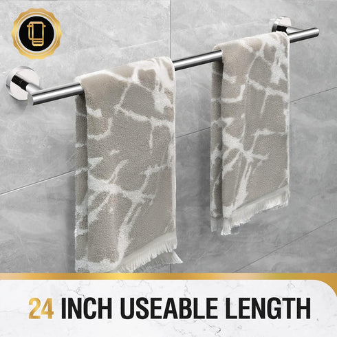 HITSLAM Chrome 25.7 Inch Towel Bar for Bathroom, SUS304 Stainless Steel Bathroom Towel Rack Wall Mounted, Modern Home Decor Bath Towel Holder with...