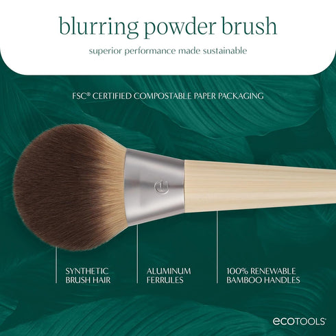 EcoTools Blurring Powder Makeup Brush, For Loose & Pressed Powder, Large Makeup Brush For All-Over Application, Fluffy, Synthetic Bristles, Eco Fr...