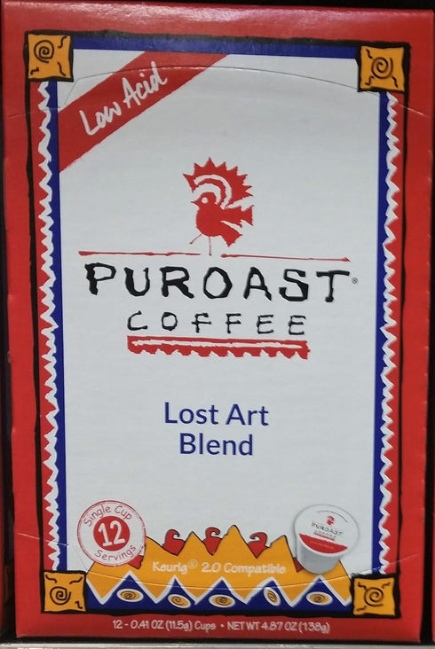 Puroast Low Acid Coffee| Lost Art Single Serve Pods | Medium Roast | High Antioxidants & High pH |No Bitter Aftertaste | Reduced Heartburn & GERD ...