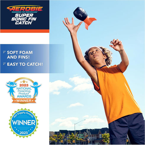 Aerobie Super Sonic Fin Catch Football Toy, Aerodynamic Russel Wilson Football Toys with Soft Construction, Outdoor Games for Kids Aged 8 & Up, Bl...