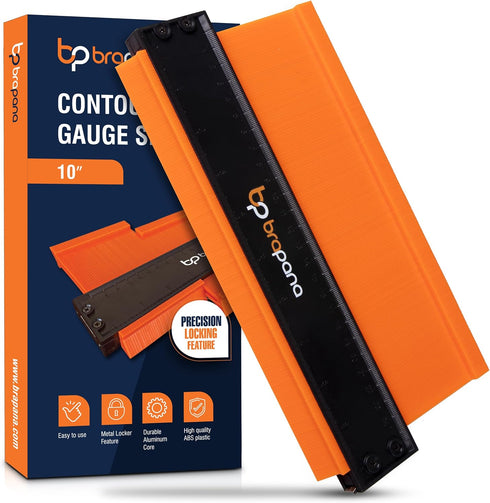 Ultimate 10 Inch Contour Gauge Tool - Easily Replicate Odd Shapes with Metal Locking Mechanism for Precise Accuracy and Adjustable Tightness - Ide...
