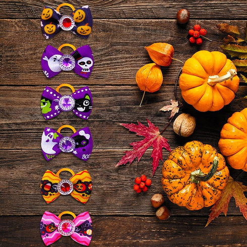 20pcs/10 Pairs Dog Hair Bows for Halloween Dog rhinestone Bows Bling Puppy Dog Bows Dog Grooming Accessories...