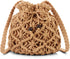 Ovida Crochet Mini Bucket Bag Purse Summer Woven Beach Shoulder Bag Drawstring Closure Crossbody Bag Handmade Hobo Bag...