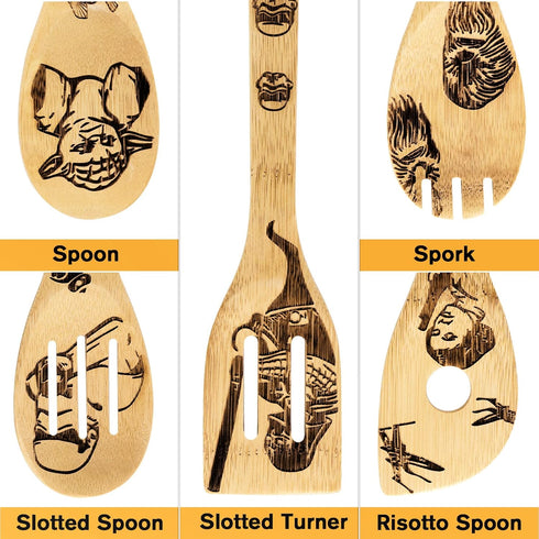 Star War Wooden Spoons Kitchen Cooking Utensils, Wooden Bamboo Utensil Set for Cooking, Heat Resistant for Non-Stick Cookware - Best Kitchen Gifts...