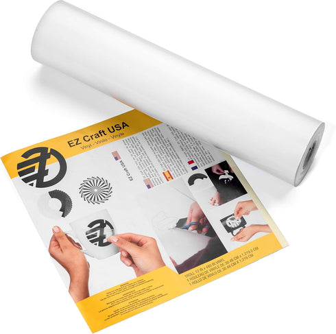 Glossy White Adhesive Vinyl Roll - Huge Permanent Vinyl Sheets 12"x40FT - Best Vynil Wrap Works With Cricut...