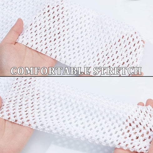 GORGECRAFT 5.5 Yards 4.41 Inch Wide Elastic Band White Stretch Polyester Fabric Ribbon Crochet Headband for Home DIY Sewing Crafts Garment Bow Str...