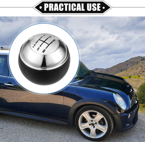 5 Speed Manual Gear Shift Knob Compatible for Mini R50 R53 2000-2006 for Mini Cabrio R52 2002-2008, Durable Plastic Black Silver Tone...