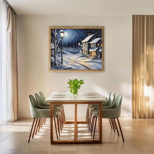 Posterizer 1 pcs- quaint old village-building in nature-night sky 17-Landscape & Nature Art-Floral Botanical Art- Decor for Home & Office- unframe...