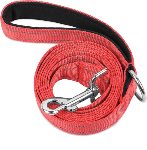Double-Sided Reflective Nylon Dog Leash, 4 FT/5 FT/6 FT, Soft Padded Handle Heavy Duty Dogs Leashes with D Ring for Medium and Large Dogs Walking ...