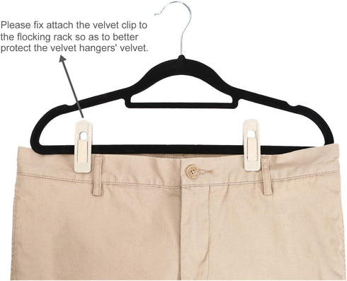 Velvet Hangers Clips, 20 Pack Ivory Pants Hanger Velvet Clips, Strong Hanger Clips Perfect for Thin Felt Hangers...