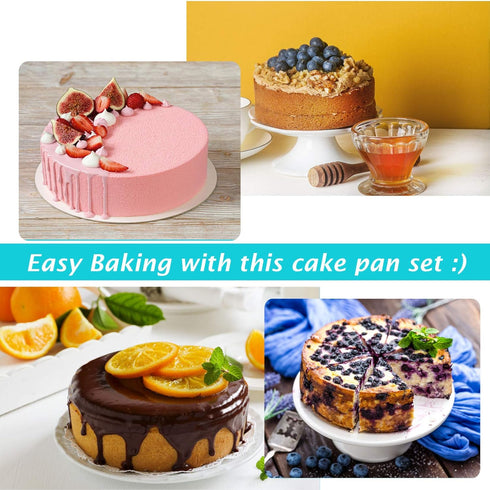 P&P CHEF Cake Pan Set of 2, Stainless Steel Round Baking Layer Cake Pans, Non Toxic & Healthy, Leak-proof & Easy Clean, Mirror Finish & Easy Relea...