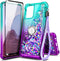 NZND Compatible with T-Mobile REVVL 6 Pro 5G / REVVL 6X Pro 5G Case with Tempered Glass Screen Protector, Ring Holder/Wrist Strap, Glitter Liquid ...