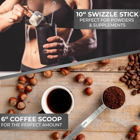 Stainless Steel Coffee Spoons - Beverage Mixing Spoons - Includes Long Iced Tea Stirring Spoon, Small Cocktail Stirrer, Blender Ball Swivel Stick,...