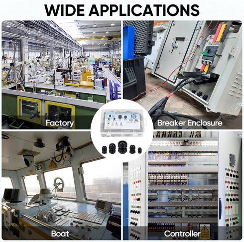 TICONN 20 Pcs IP68 Waterproof Cable Gland Kit Nylon NPT Adjustable Cable Connectors Assortment 1/4” 3/8” 1/2” 3/4” 1“ for Waterproof Junction Box ...