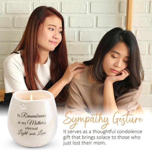 Pavilion Light Your Way Memorial Ceramic Vessel - 100% Soy Wax Candle with "In Remembrance Of My Mother's Eternal Light And Love" Text, Decorative...