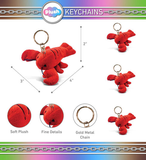 Puzzled Lobster Plush Keychain Stuffed Animal Toy - Soft Plush Ocean Life Animal Red Lobster Charm Keyring, Decorative Plush Toy Accessory Fun Bud...