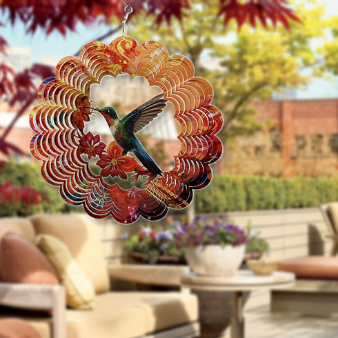 Hummingbird Wind Spinners, 12 inch 3D Stainless Steel Hanging Wind Spinner Hummingbird Gifts for Women/Men, Wind Catchers Kinetic Sculpture for In...
