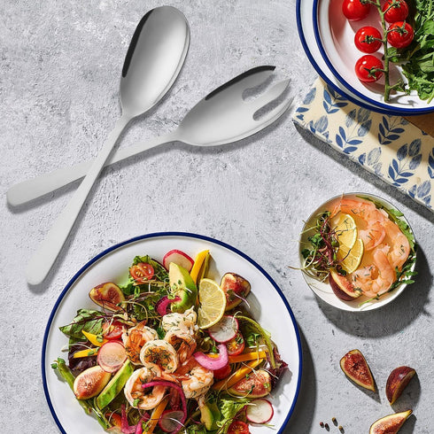 Salad Spoon and Fork Stainless Steel Tong Serving Set, Heavy Duty Smooth Finish Metal Serving Utensils Large Salad Servers for Home Kitchen Party ...