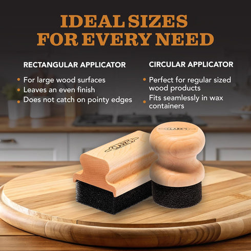 CLARK'S Food Grade Mineral Oil & Wax Applicator for Round Wood Cutting Board, Butcher Blocks, Bamboo, and Utensils – USA Maple Construction...