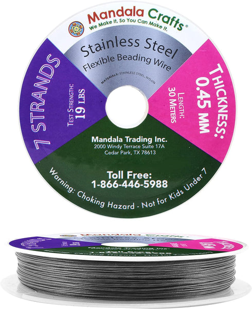 Mandala Crafts 7 Strand Stainless Steel Tiger Tail Beading Wire - 98 FT 25 Gauge Jewelry Making Wire...
