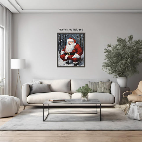 Posterizer 1 pcs-Santa Clause in snowy winter-in oil painting style-3-Holiday Poster Collection-Landscape & Nature Art-Living Room Bedroom Decor- ...