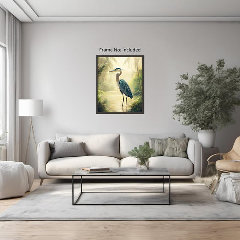 Posterizer 1 pcs-detailed depiction of a blue heron bird -1-Art for Animal Lovers Gift for Art Lovers Decorations for Bedroom, Office, Living Room...
