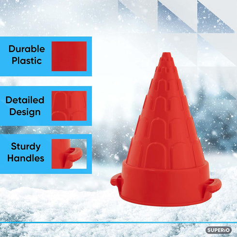 Superio Sand Shaper Tower and Cone Shape, Sand Box Castle Tower Red 10" Kids Durable Outdoor Toys Winter Snow Fort, Snow Castle, Summer Sand Box, ...