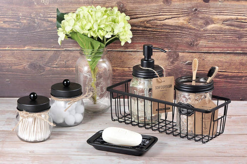 SheeChung Farmhouse Decor Metal Wire Bathroom Storage Organizer Basket Bins - for Cabinets, Shelves, Closets, Vanity Countertops, Under Sinks, Pan...