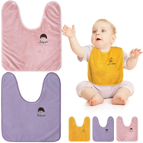 3 Pack Bibs for Baby Girls or Boys, Toddler Bibs for Feeding Teething Drooling, The Size 16 "x20 Face Towel Multifunctional for 1-6 Years kids (pi...
