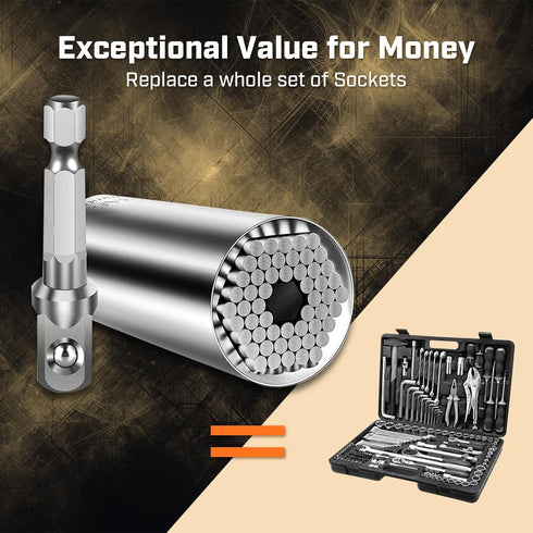 Super Universal Socket Tools, Socket Set with Power Drill Adapter(7-19 MM) Suitable for Wing Nuts, Cap Screws, Hooks, or Flanges....