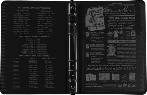 Rite in the Rain All-Weather 1/2" Ring Binder, 5 5/8" x 7 7/8", Black Binder (No. 7200)...