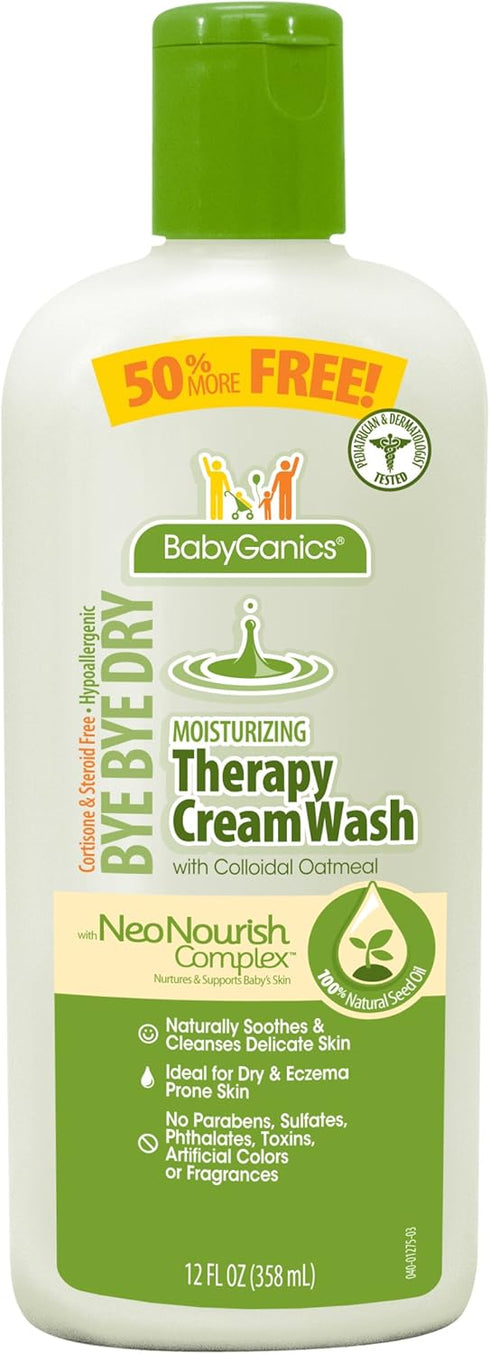 BabyGanics Bye Bye Dry Moisturizing Therapy Wash, 8 Fluid Ounce (Pack of 2), Packaging May Vary...