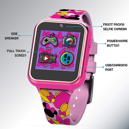 Accutime Kids Disney Minnie Mouse Pink Educational, Touchscreen Smart Watch Toy for Girls, Boys, Toddlers - Selfie Cam, Learning Games, Alarm, Cal...