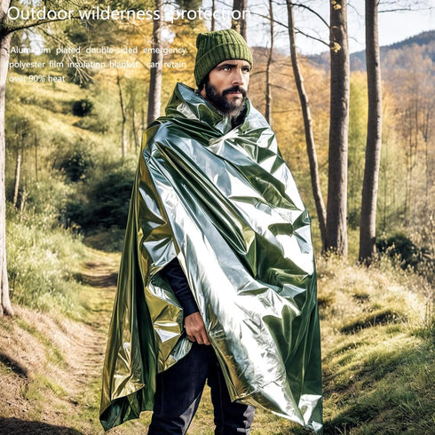 Survival Blanket Emergency Mylar Thermal Blankets, Portable space blankets survival camping emergency blankets. suitability for camping, Bug Out B...