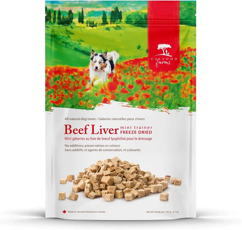 Caledon Farms Mini Trainers- Freeze Dried Beef Liver Dog Treats: Grain Free, Gluten Free, No Additives, Colors or Preservatives, Beige 3.7 Ounce (...
