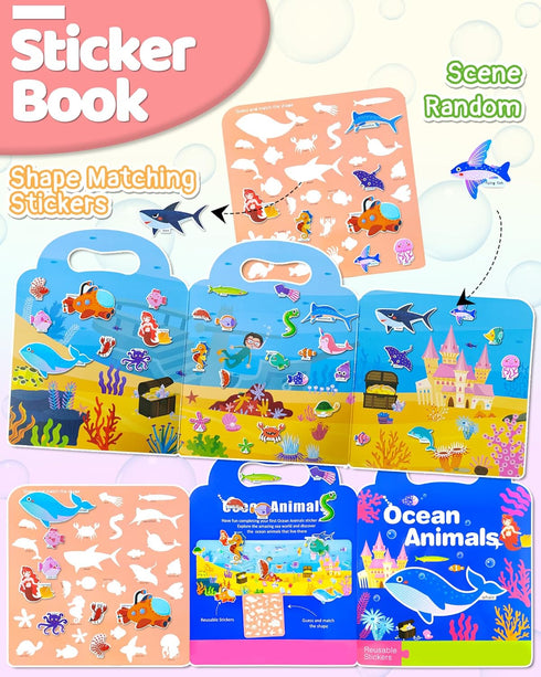Benresive Puffy Reusable Sticker Books for Toddlers 2-4 Year, Fun Sticker Books for Toddlers 1-3, Toddler Sticker Book Age 2-4, 32 Pcs Toddler Tra...